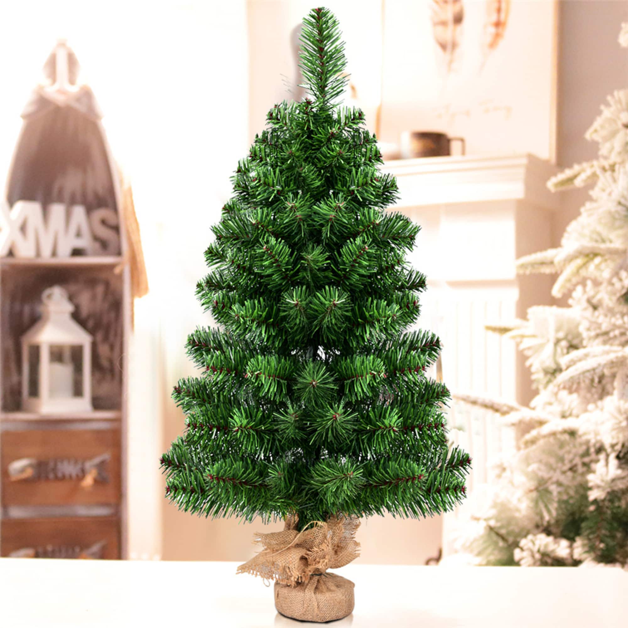 3ft. Unlit Green Pine Artificial Christmas Tree with Burlap Base